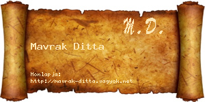 Mavrak Ditta névjegykártya